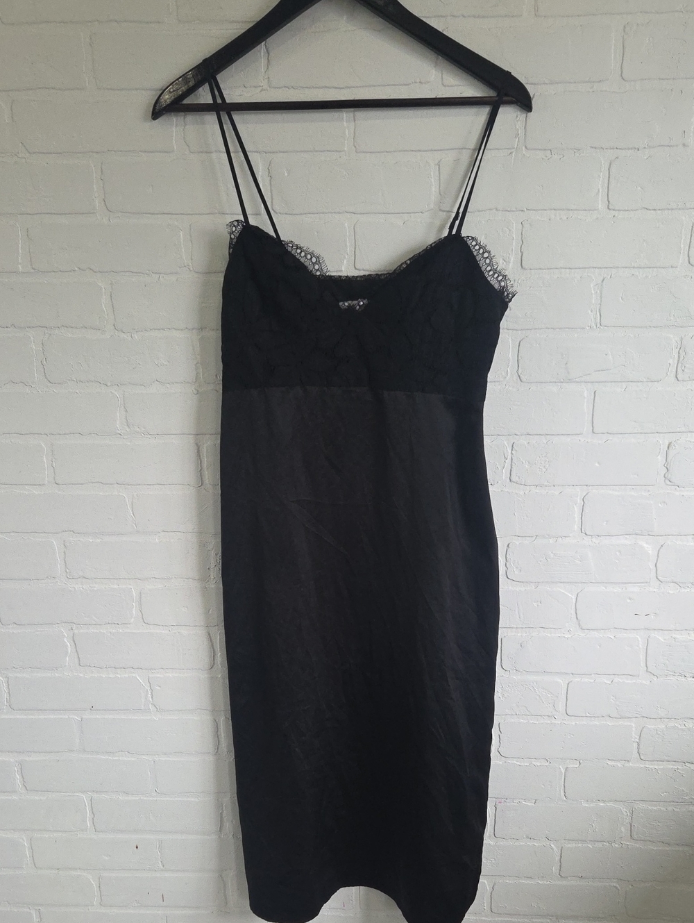 BCBGeneration Black Lace-Trim Slip Dress